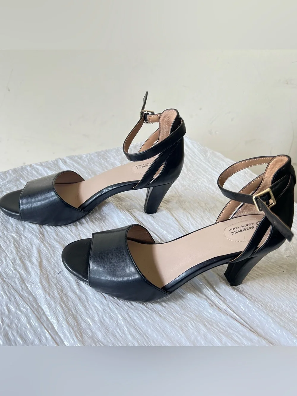 Giani Bernini Black Ankle-Strap Block Heel Sandals